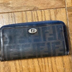 Fendi Black and Brown Logo Wallet